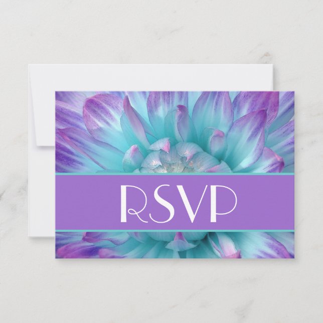 Purple and Blue Dahlia Petals RSVP Wedding (Front)