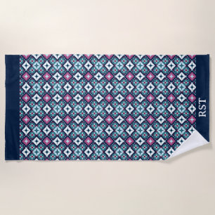 Purple and Blue Design  Beach Towel