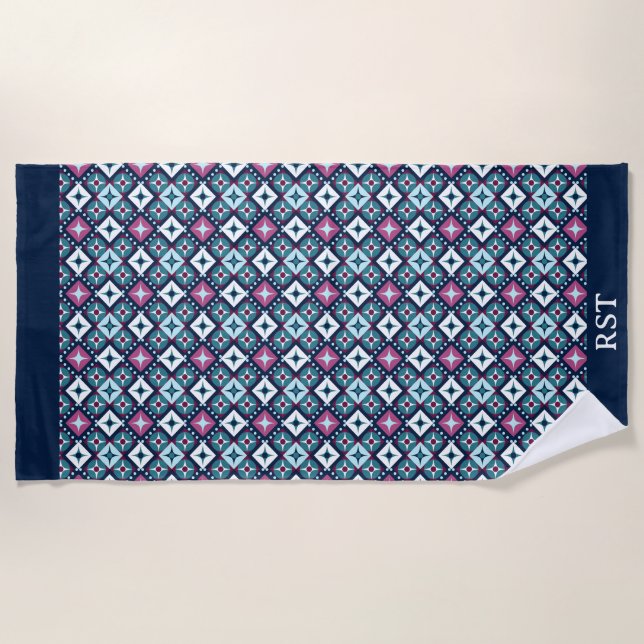 Purple and Blue Design  Beach Towel (Front)