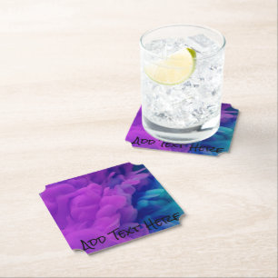 Purple and Blue Digital Smoke Cloud Paper Coaster