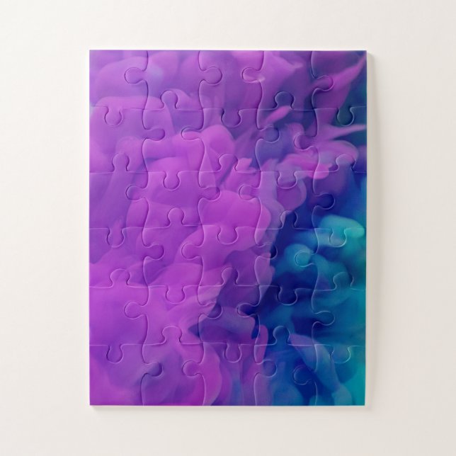 Purple and Blue Digital Smoke Jigsaw Puzzle (Vertical)