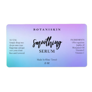 Purple And Blue Face And Hair Serum Labels
