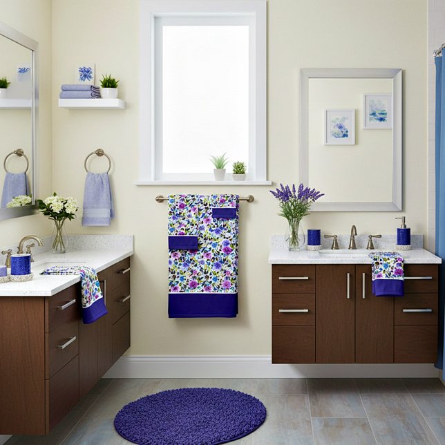 Purple and blue floral bath towel set (Creator Uploaded)