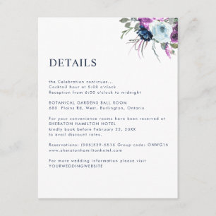 Purple and Blue Floral Details / Guest Information Enclosure Card