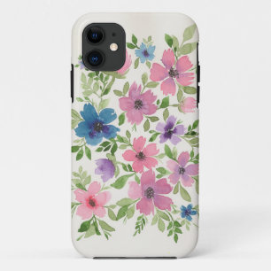 Purple and blue floral garden phone case