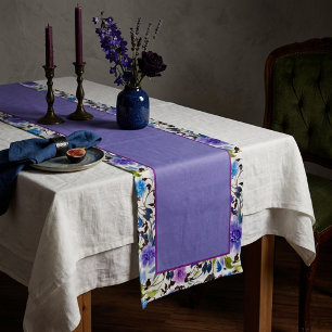 Purple and blue floral medium table runner