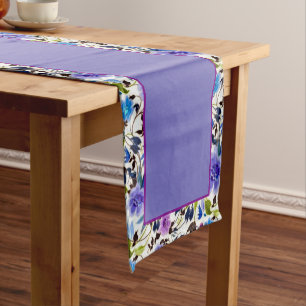 Purple and blue floral medium table runner