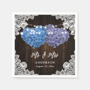 Purple and Blue Floral Mr. and Mrs. Wedding Napkin