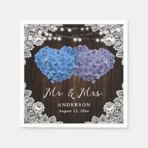 Purple and Blue Floral Mr. and Mrs. Wedding Napkin