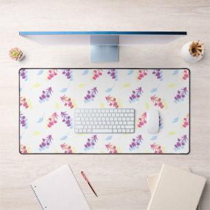 Purple and Blue Flowers Seamless Pattern – Elegant Desk Mat