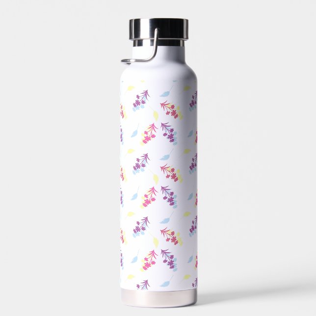 Purple and Blue Flowers Seamless Pattern – Elegant Water Bottle (Right)