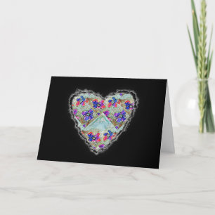 Purple and Blue Flowers Squares Zigzags Holiday Card