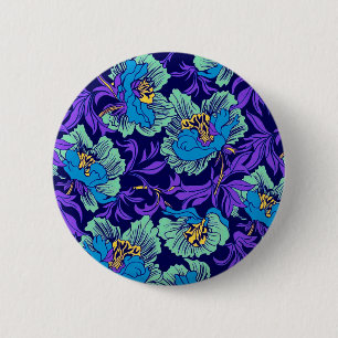 Purple and Blue Flowers William Morris 6 Cm Round Badge