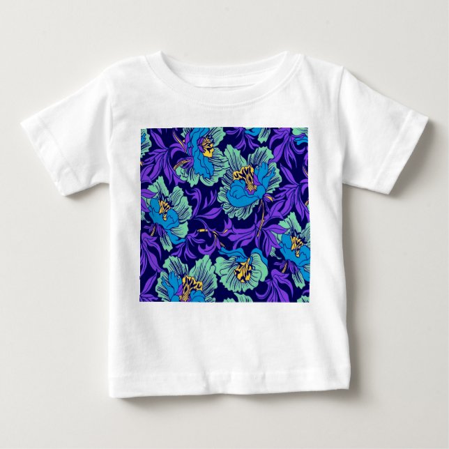 Purple and Blue Flowers William Morris Baby T-Shirt (Front)