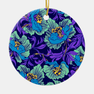 Purple and Blue Flowers William Morris Ceramic Ornament