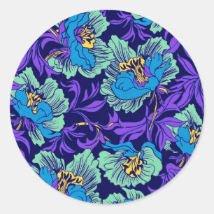 Purple and Blue Flowers William Morris Classic Round Sticker