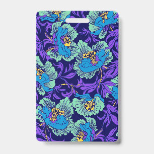 Purple and Blue Flowers William Morris ID Badge