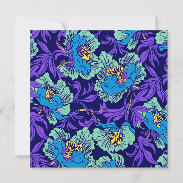 Purple and Blue Flowers William Morris Invitation (Front)