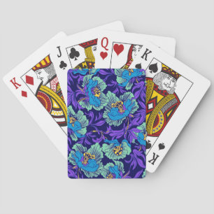 Purple and Blue Flowers William Morris Playing Cards