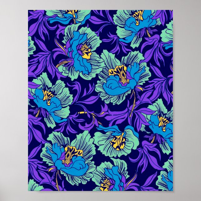Purple and Blue Flowers William Morris Poster (Front)