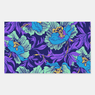 Purple and Blue Flowers William Morris Rectangular Sticker