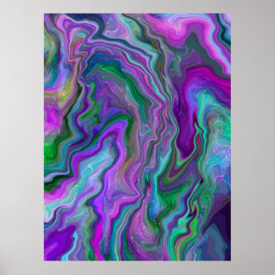 Purple and Blue Fluid Art    Poster