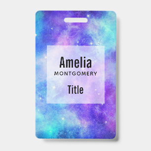 Purple and Blue Galaxy Space Abstract ID Badge