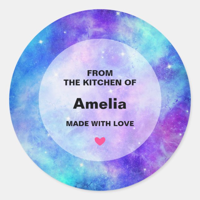 Purple and Blue Galaxy Space Abstract Kitchen Classic Round Sticker (Front)