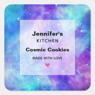 Purple and Blue Galaxy Space Abstract Kitchen Square Sticker