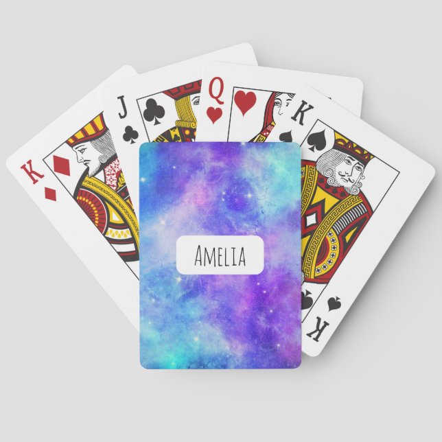 Purple and Blue Galaxy Space Abstract Playing Cards (Back)