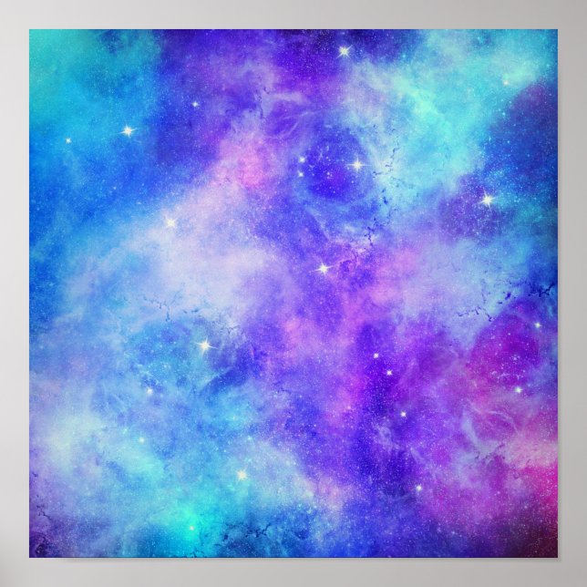 Purple and Blue Galaxy Space Abstract Poster (Front)