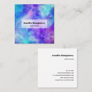 Purple and Blue Galaxy Space Abstract Square Business Card
