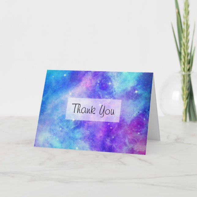 Purple and Blue Galaxy Space Abstract Thank You Card (Front)