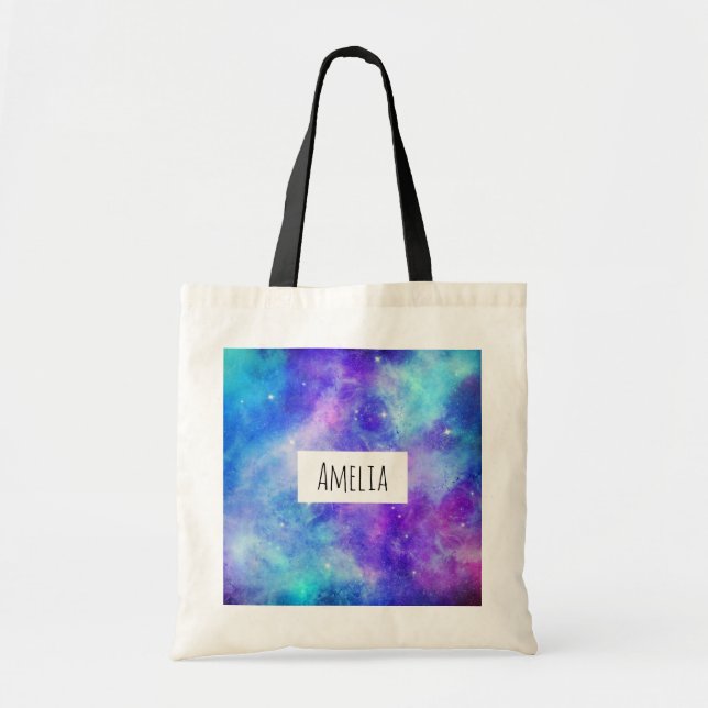 Purple and Blue Galaxy Space Abstract Tote Bag (Front)