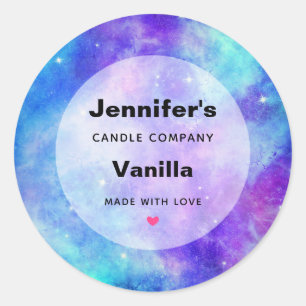 Purple and Blue Galaxy Space Candle Business Classic Round Sticker