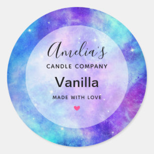 Purple and Blue Galaxy Space Candle Business Classic Round Sticker
