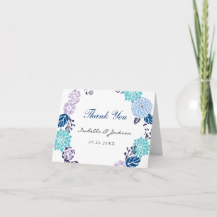 Purple and Blue Garden Wreath Wedding Thank You Card