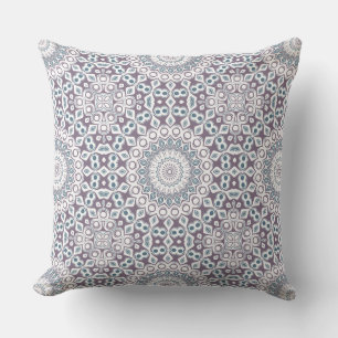 Purple and Blue Geometric Mandala Pattern Cushion