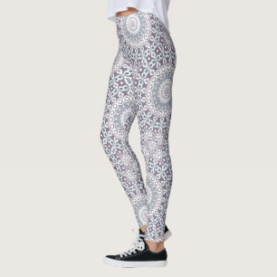Purple and Blue Geometric Mandala Pattern Leggings