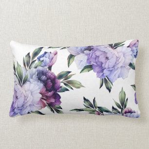 Purple and Blue Giant Peonies Lumbar Cushion