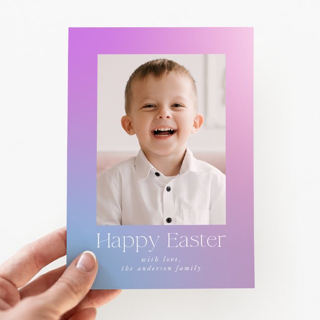 Purple and Blue Gradient Easter Photo Holiday Card (Creator Uploaded)