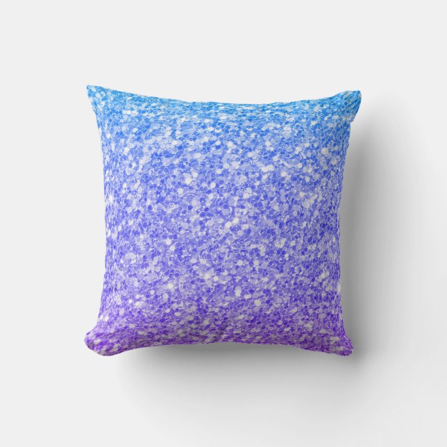 Purple And Blue Gradient Glitter Cushion (Front)