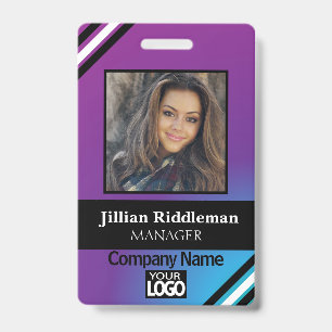 Purple and Blue Gradient Photo and Logo Badge ID Badge
