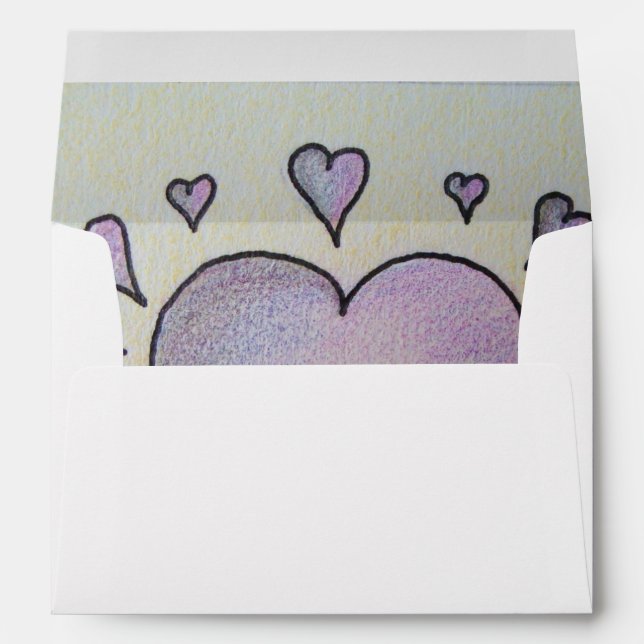 purple and blue hearts sketch art with love verse envelope (Back (Bottom))