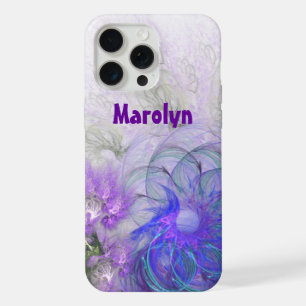 Purple and Blue Lacy Abstract Flower Design iPhone 15 Pro Max Case