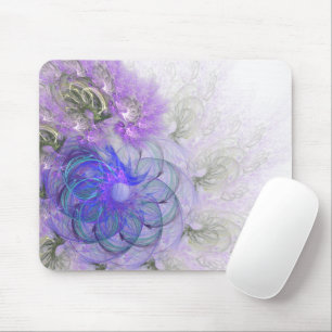 Purple and Blue Lacy Abstract Flower Design Mouse Pad