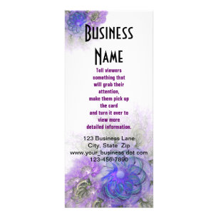Purple and Blue Lacy Abstract Flower Design Rack Card