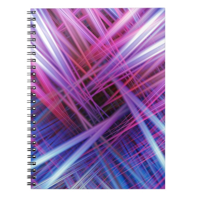 Purple and blue light beams pattern notebook (Front)