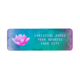 purple and blue lotus flower return address label