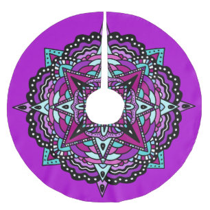 Purple and Blue Mandala Abstract Christmas Brushed Polyester Tree Skirt